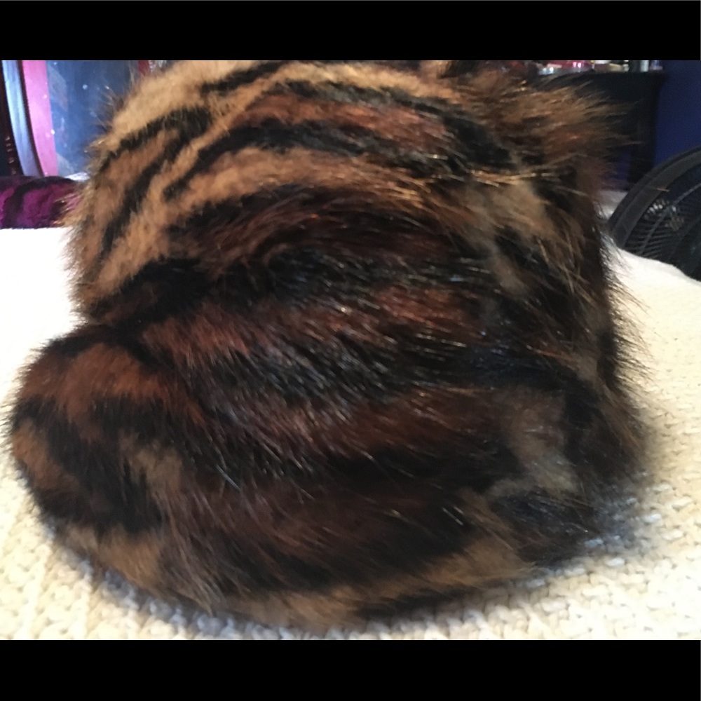 Leopard dyed muskrat fur hat